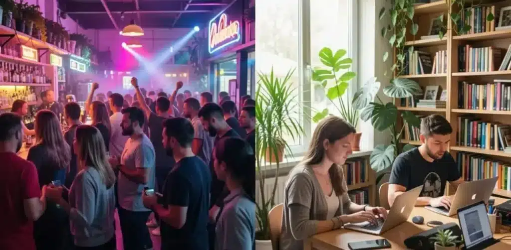 difference between party hostels and digital nomad hostels