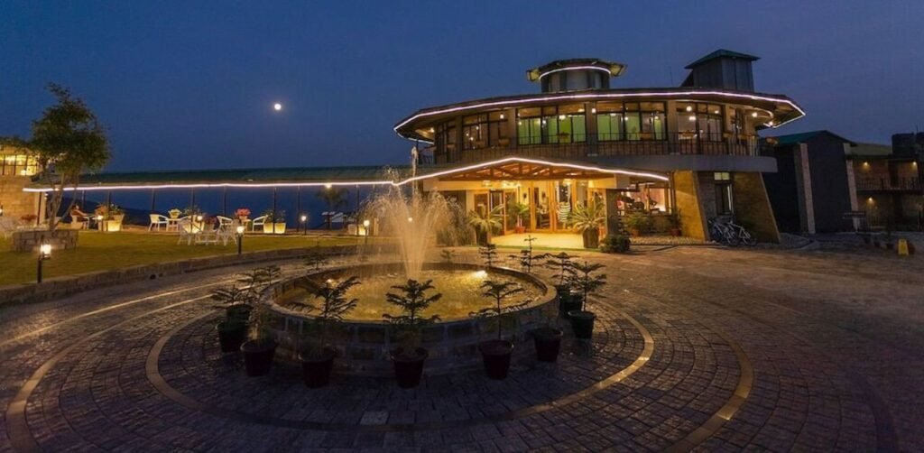 The scenic exterior view of The Polo Cherrapunjee Resort located near the Seven Sisters Waterfall