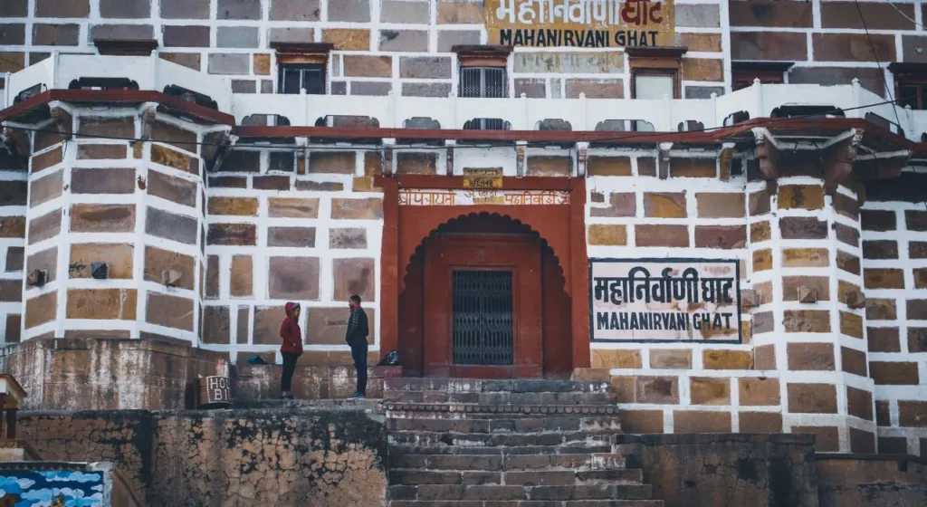 Entrance to Mahanirvani Ghat near the sacred kaal bhairav temple Varanasi in the morning