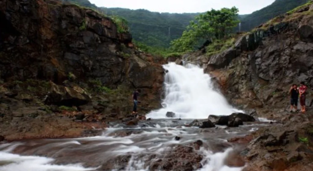Fresh and clear water falling at the waterfalls near Pune.